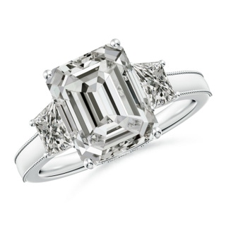 10x7mm KI3 Emerald-Cut and Trapezoid Diamond Hidden Halo Engagement Ring in P950 Platinum