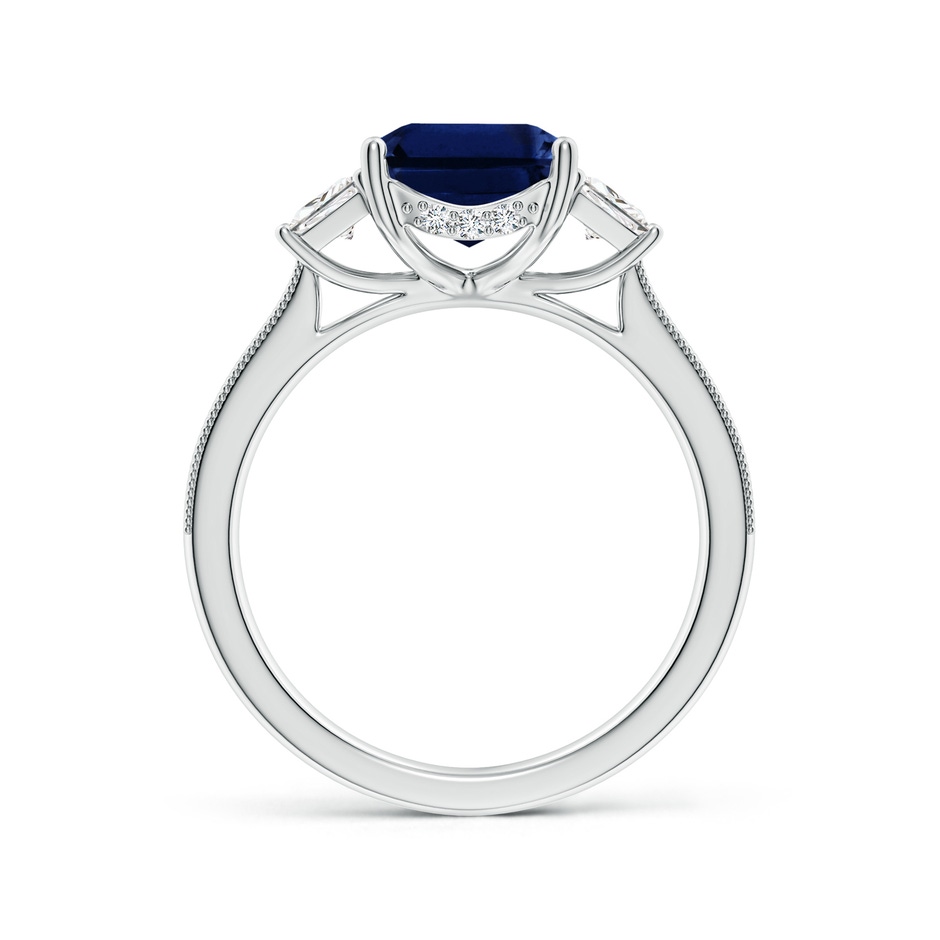 10x8mm AAA Emerald-Cut Blue Sapphire and Trapezoid Diamond Hidden Halo Engagement Ring in White Gold side 199