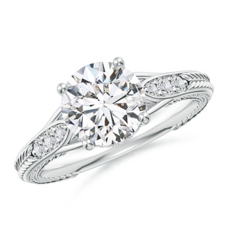 8.1mm HSI2 Vintage Inspired Round Diamond Hidden Halo Engagement Ring in White Gold