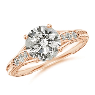 8.1mm KI3 Vintage Inspired Round Diamond Hidden Halo Engagement Ring in Rose Gold