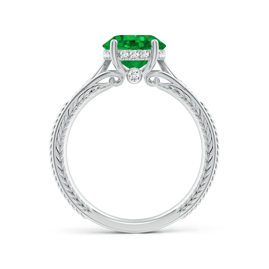 10x8mm AAA Vintage Inspired Oval Emerald Hidden Halo Engagement Ring in White Gold side 199