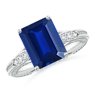 Emerald Cut Lab-Grown Lab Grown Blue Sapphire