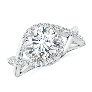 8.1mm GVS2 Round Diamond Criss Cross Shank Engagement Ring with Accents in P950 Platinum