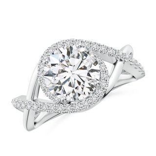 8.1mm HSI2 Round Diamond Criss Cross Shank Engagement Ring with Accents in P950 Platinum