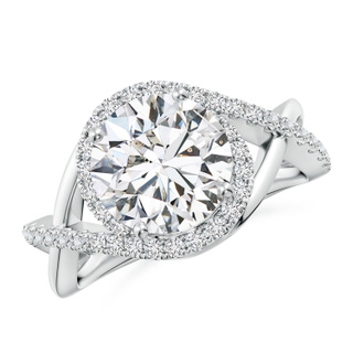 9.2mm HSI2 Round Diamond Criss Cross Shank Engagement Ring with Accents in P950 Platinum