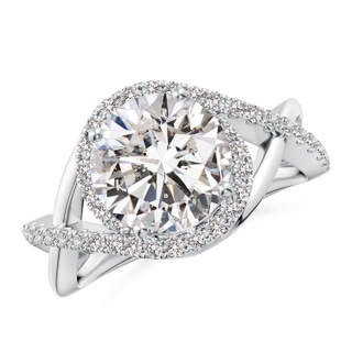 9.2mm IJI1I2 Round Diamond Criss Cross Shank Engagement Ring with Accents in P950 Platinum