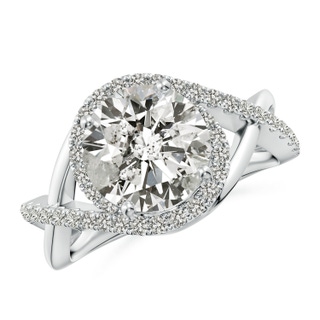 9.2mm KI3 Round Diamond Criss Cross Shank Engagement Ring with Accents in P950 Platinum