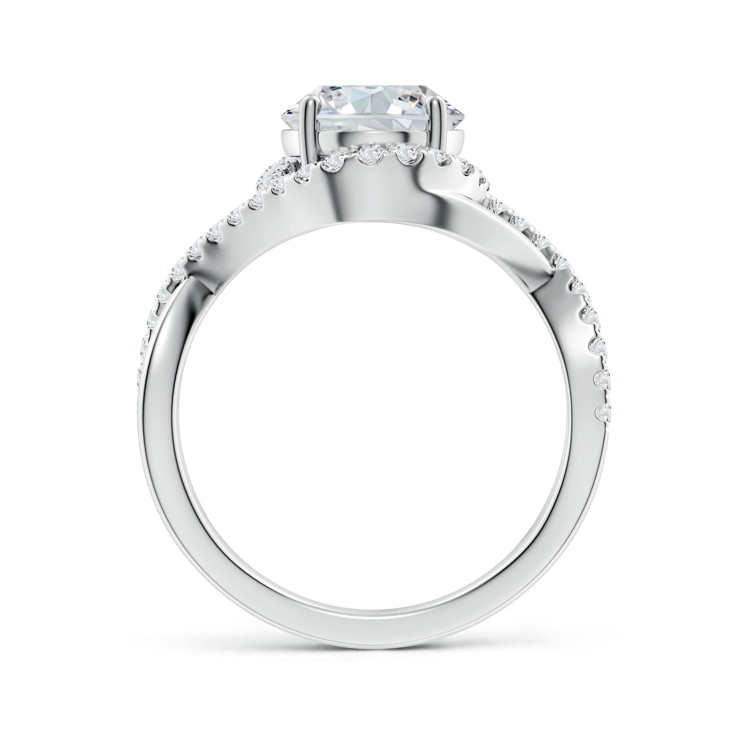10x8mm GVS2 Oval Diamond Criss Cross Shank Engagement Ring with Accents in P950 Platinum