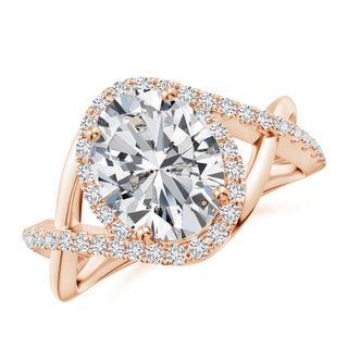 10x8mm HSI2 Oval Diamond Criss Cross Shank Engagement Ring with Accents in Rose Gold