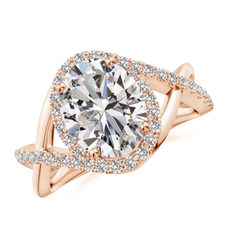 10x8mm IJI1I2 Oval Diamond Criss Cross Shank Engagement Ring with Accents in Rose Gold