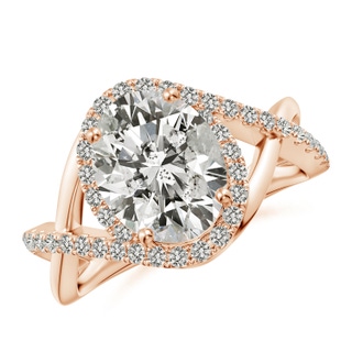10x8mm KI3 Oval Diamond Criss Cross Shank Engagement Ring with Accents in Rose Gold