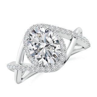 9x7mm HSI2 Oval Diamond Criss Cross Shank Engagement Ring with Accents in P950 Platinum