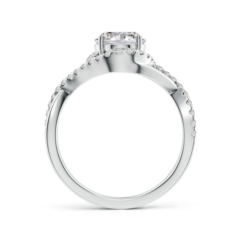 9x7mm IJI1I2 Oval Diamond Criss Cross Shank Engagement Ring with Accents in White Gold - side 199