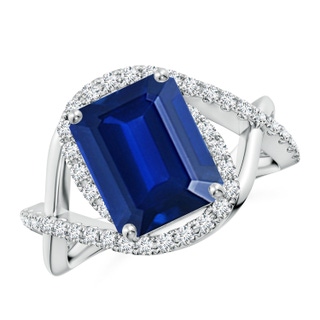 Emerald Cut Lab-Grown Lab Grown Blue Sapphire