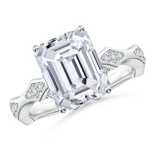 10x7mm HSI2 Emerald-Cut Diamond Wavy Shank Engagement Ring with Accents in P950 Platinum