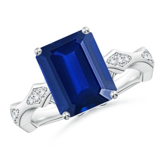 Emerald Cut Lab-Grown Lab Grown Blue Sapphire