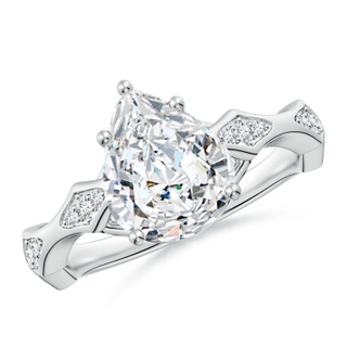 10x8mm GVS2 Inverted Pear Diamond Wavy Shank Engagement Ring with Accents in P950 Platinum