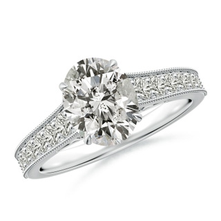 9x7mm KI3 Vintage Inspired Oval Diamond Engagement Ring with Milgrain in P950 Platinum