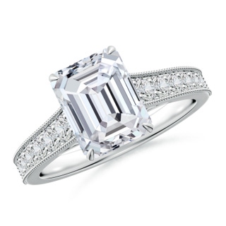 9x7mm HSI2 Vintage Inspired Emerald-Cut Diamond Engagement Ring with Milgrain in P950 Platinum