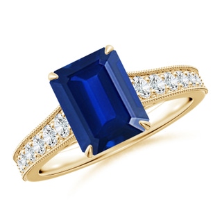 Emerald Cut Lab-Grown Lab Grown Blue Sapphire