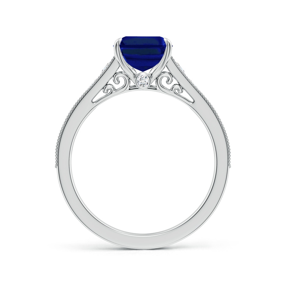 9x7mm Lab-Grown Vintage Inspired Emerald-Cut Blue Sapphire Engagement Ring with Milgrain in P950 Platinum side 199