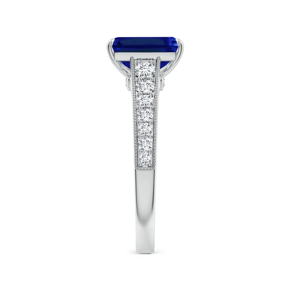 9x7mm Lab-Grown Vintage Inspired Emerald-Cut Blue Sapphire Engagement Ring with Milgrain in P950 Platinum side 299