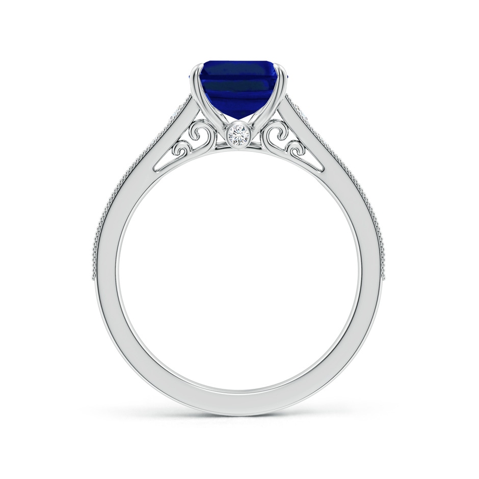 9x7mm Lab-Grown Vintage Inspired Emerald-Cut Blue Sapphire Engagement Ring with Milgrain in White Gold side 199