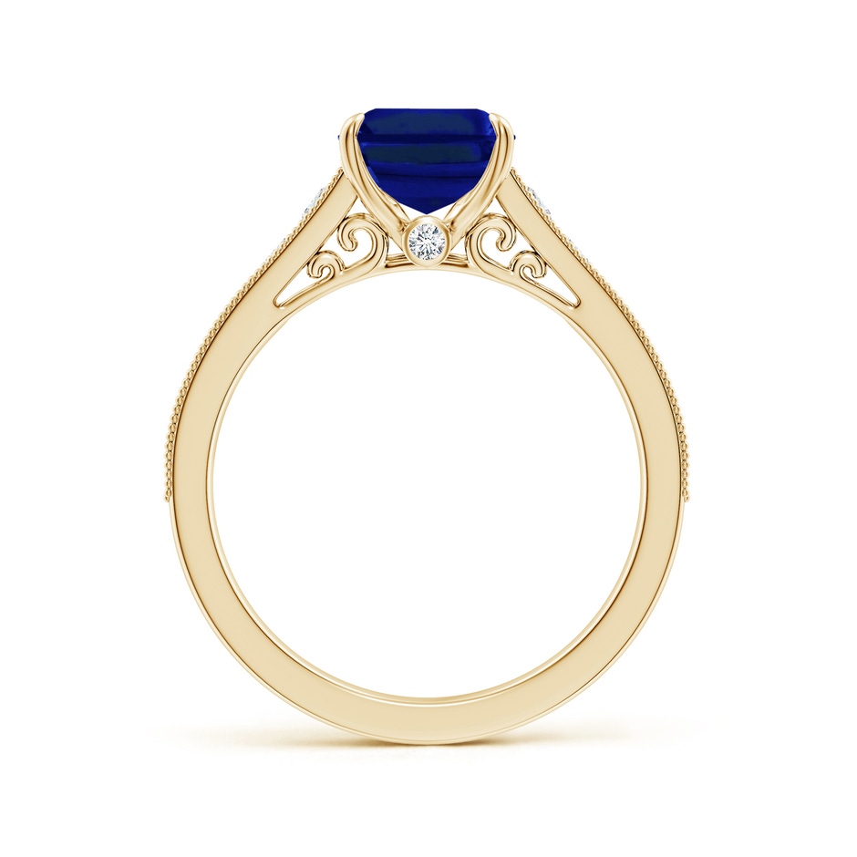 9x7mm Lab-Grown Vintage Inspired Emerald-Cut Blue Sapphire Engagement Ring with Milgrain in Yellow Gold side 199