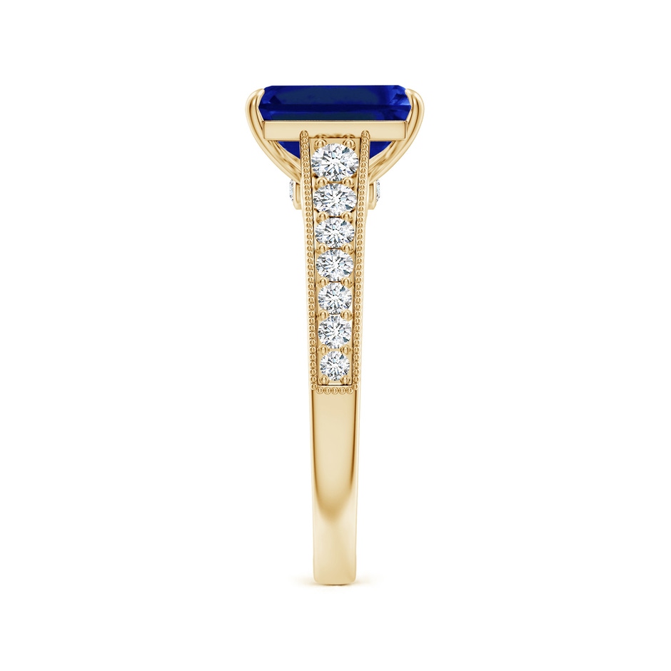 9x7mm Lab-Grown Vintage Inspired Emerald-Cut Blue Sapphire Engagement Ring with Milgrain in Yellow Gold side 299