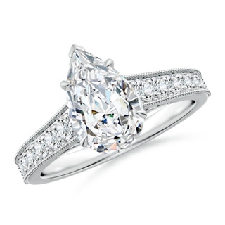 11x7mm GVS2 Vintage Inspired Pear-Shaped Diamond Engagement Ring with Milgrain in P950 Platinum