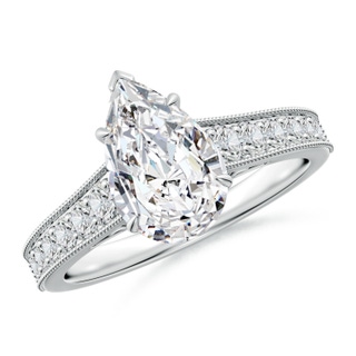 11x7mm HSI2 Vintage Inspired Pear-Shaped Diamond Engagement Ring with Milgrain in White Gold