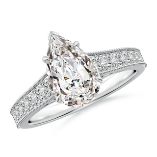 11x7mm IJI1I2 Vintage Inspired Pear-Shaped Diamond Engagement Ring with Milgrain in P950 Platinum