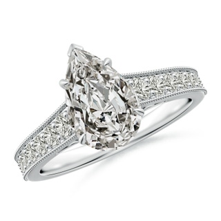 11x7mm KI3 Vintage Inspired Pear-Shaped Diamond Engagement Ring with Milgrain in P950 Platinum