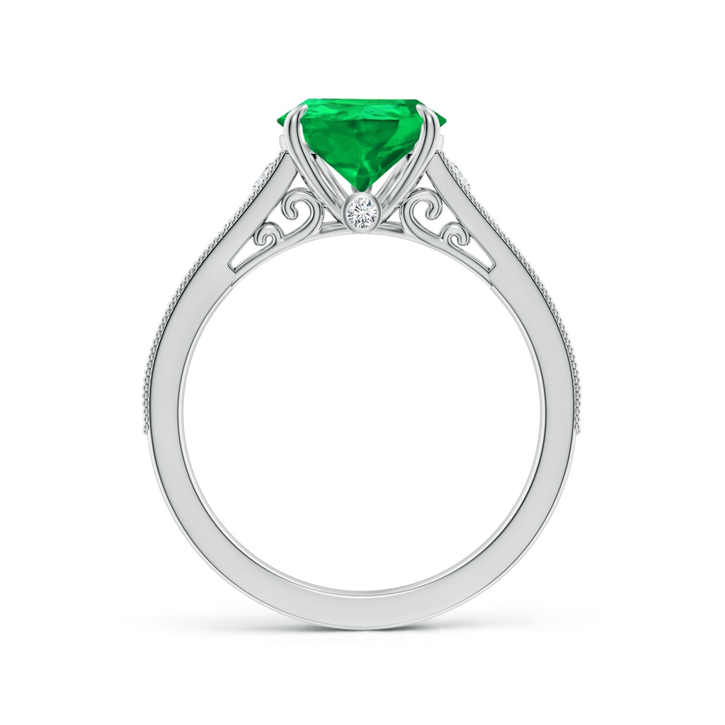 10x8mm AAA Vintage Inspired Pear-Shaped Emerald Engagement Ring with Milgrain in White Gold Side 199