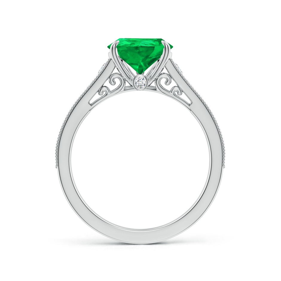 10x8mm AAA Vintage Inspired Pear-Shaped Emerald Engagement Ring with Milgrain in White Gold Side 199