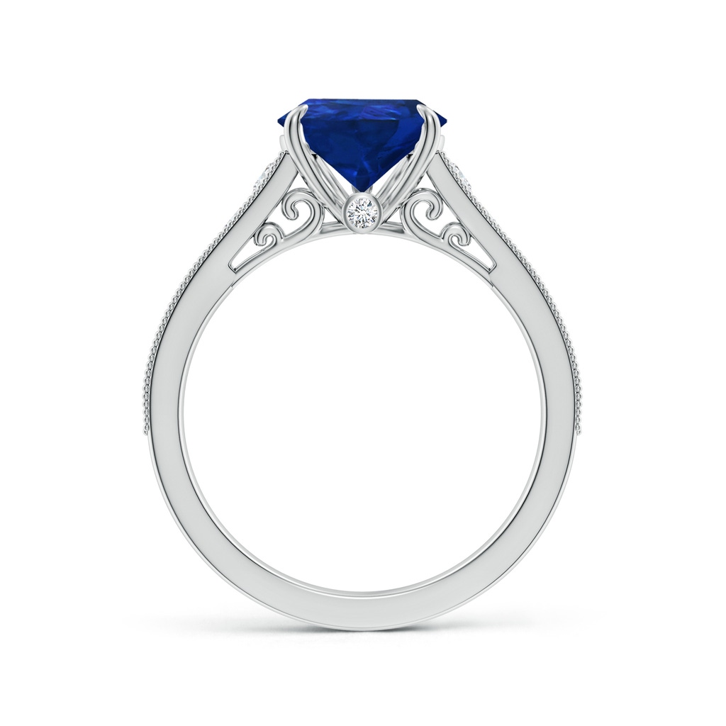 10x8mm AAA Vintage Inspired Pear-Shaped Blue Sapphire Engagement Ring with Milgrain in White Gold Side 199