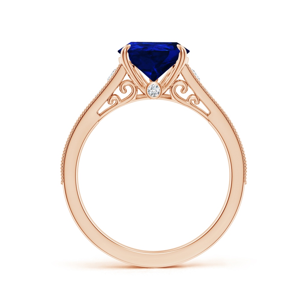 10x8mm Lab-Grown Vintage Inspired Pear-Shaped Blue Sapphire Engagement Ring with Milgrain in Rose Gold - side 199