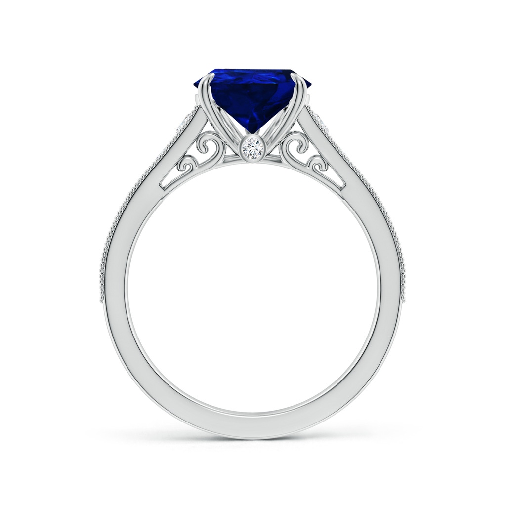 10x8mm Lab-Grown Vintage Inspired Pear-Shaped Blue Sapphire Engagement Ring with Milgrain in White Gold - side 199