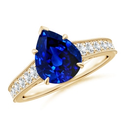 Vintage Inspired Yellow Gold Lab Grown Blue Sapphire Rings