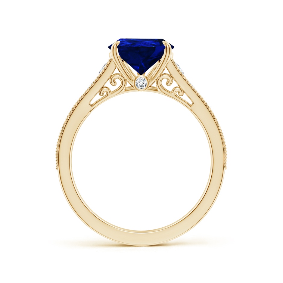 10x8mm Lab-Grown Vintage Inspired Pear-Shaped Blue Sapphire Engagement Ring with Milgrain in Yellow Gold side 199