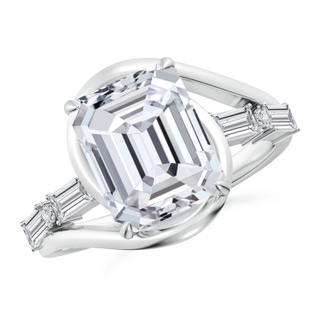 10x7mm HSI2 Vintage Inspired Emerald-Cut Diamond Bypass Shank Engagement Ring in White Gold