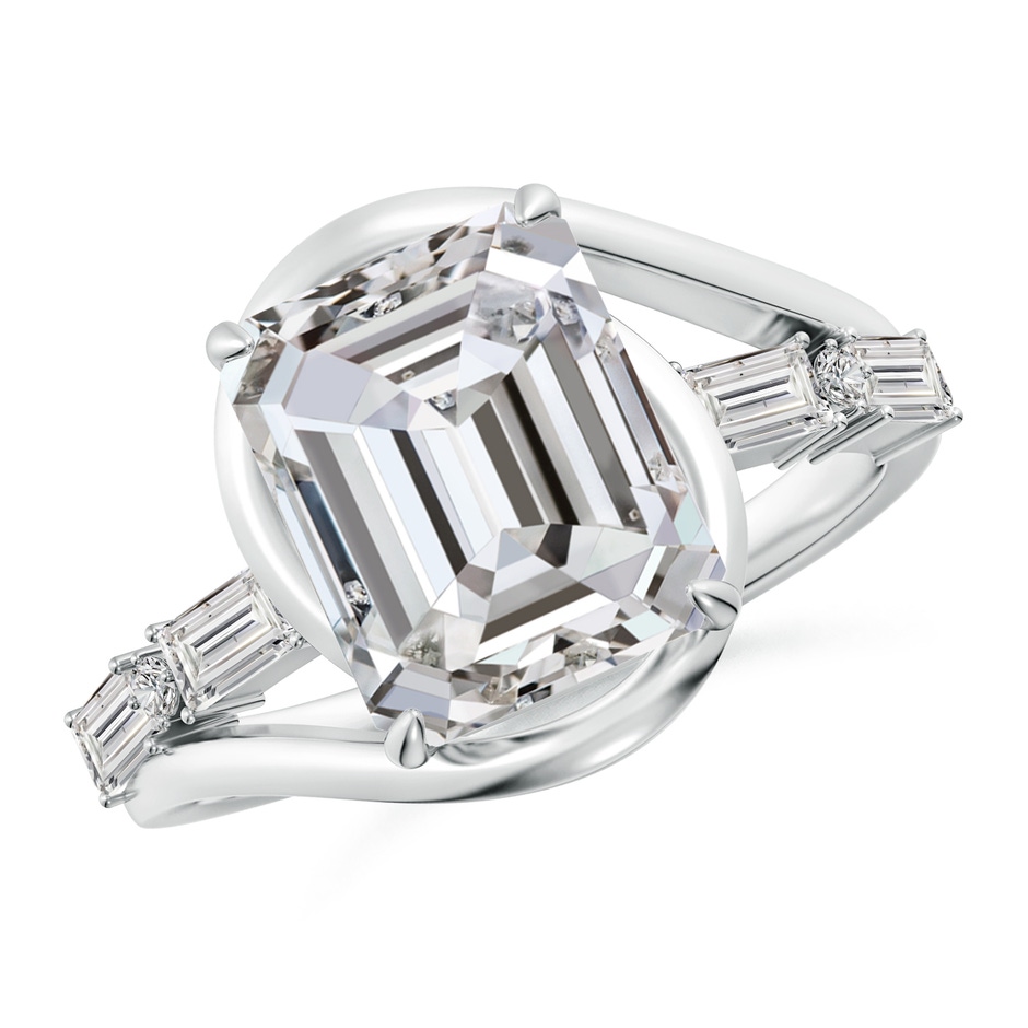 10x7mm IJI1I2 Vintage Inspired Emerald-Cut Diamond Bypass Shank Engagement Ring in White Gold 