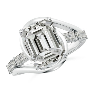 10x7mm KI3 Vintage Inspired Emerald-Cut Diamond Bypass Shank Engagement Ring in P950 Platinum