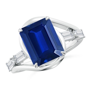 Emerald Cut Lab-Grown Lab Grown Blue Sapphire