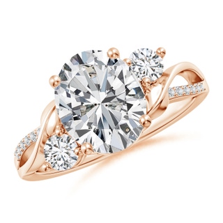 10x8mm HSI2 Nature Inspired Oval Diamond Twisted Vine Engagement Ring in 18K Rose Gold