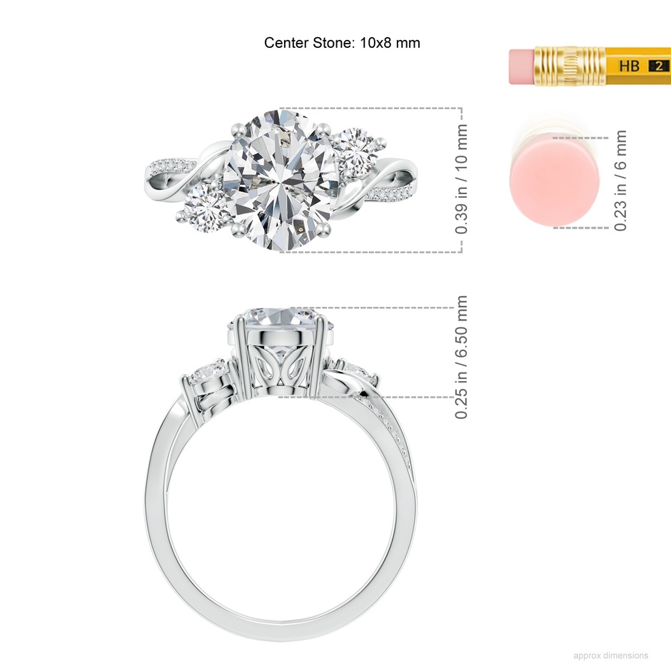 10x8mm HSI2 Nature Inspired Oval Diamond Twisted Vine Engagement Ring in P950 Platinum ruler