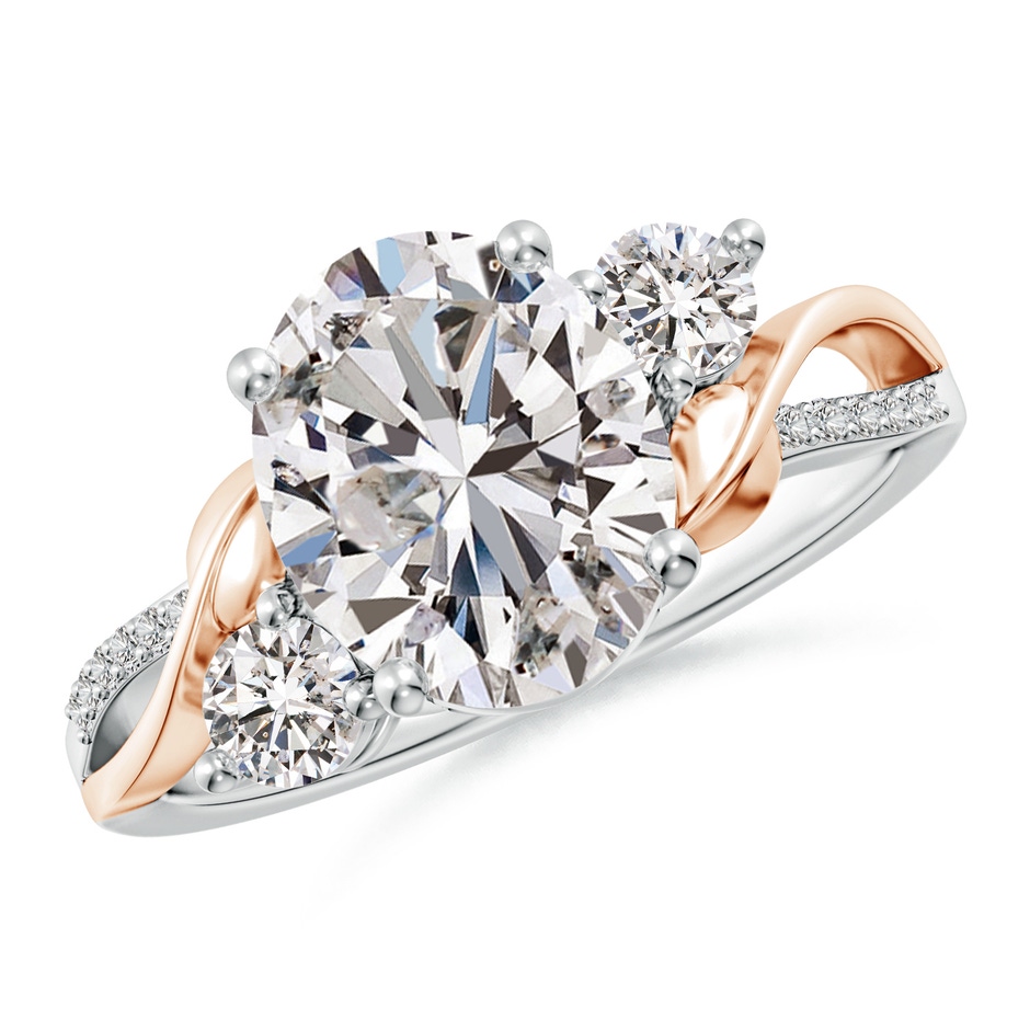 10x8mm IJI1I2 Nature Inspired Oval Diamond Twisted Vine Engagement Ring in White Gold Rose Gold 