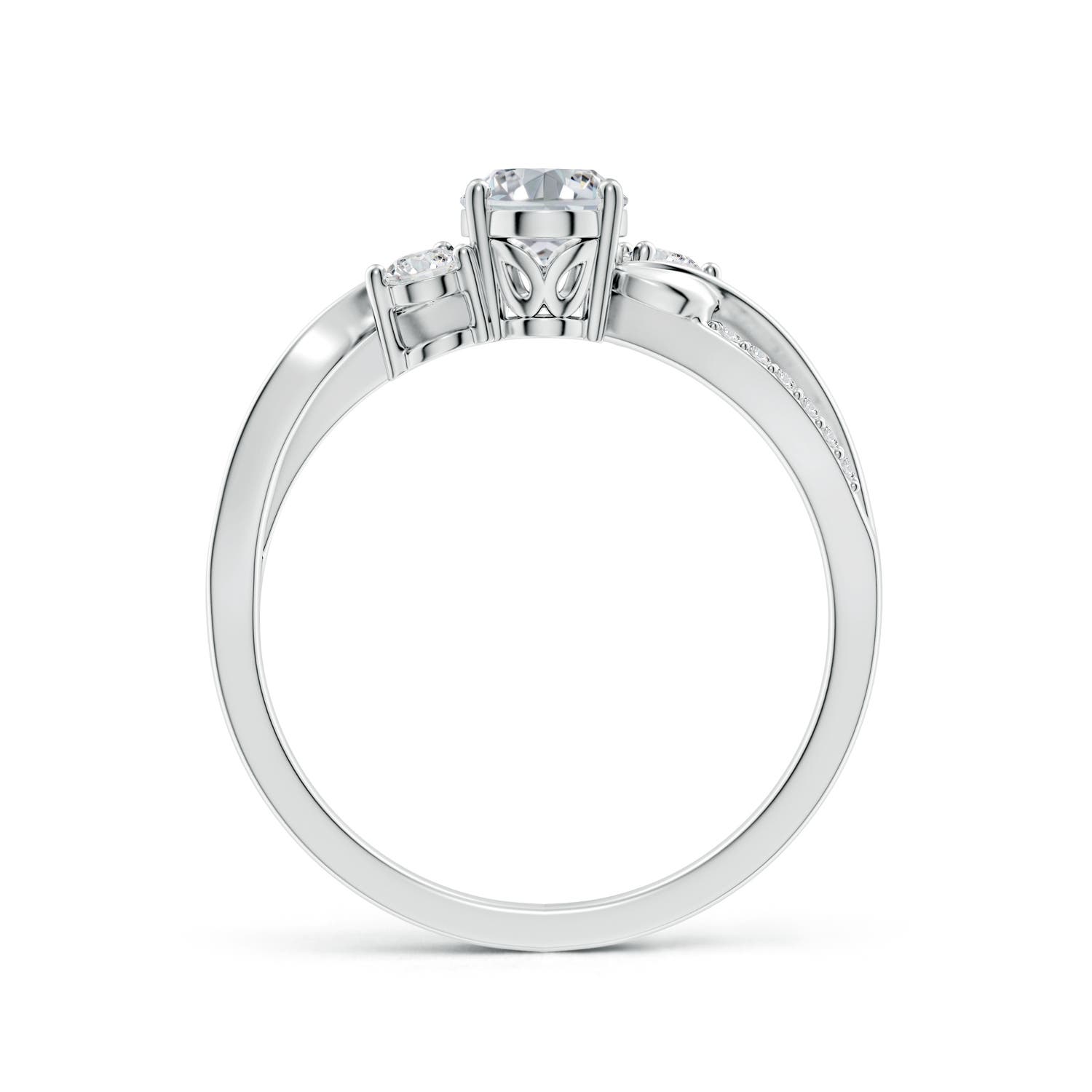 7x5mm HSI2 Nature Inspired Oval Diamond Twisted Vine Engagement Ring in 18K White Gold