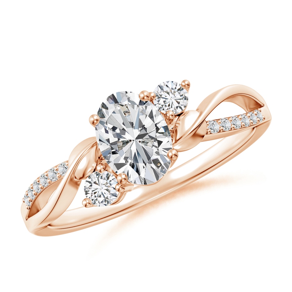 7x5mm HSI2 Nature Inspired Oval Diamond Twisted Vine Engagement Ring in Rose Gold 