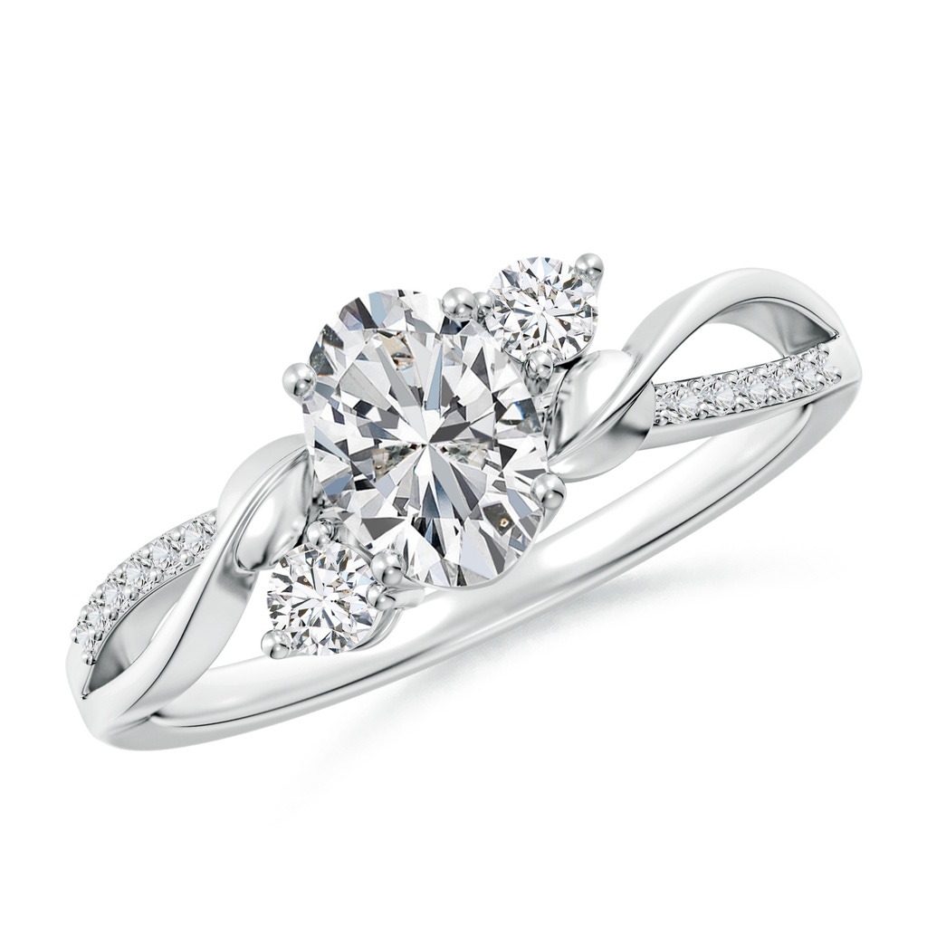 7x5mm HSI2 Nature Inspired Oval Diamond Twisted Vine Engagement Ring in White Gold